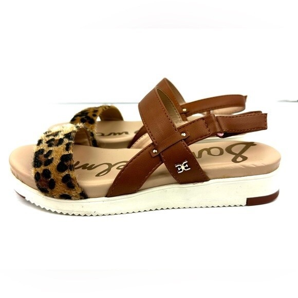 NWOT Sam Edelman Audrea Dionne Sandal Girls Sz 4 Leopard/Brown Strappy Sandal - Picture 1 of 12